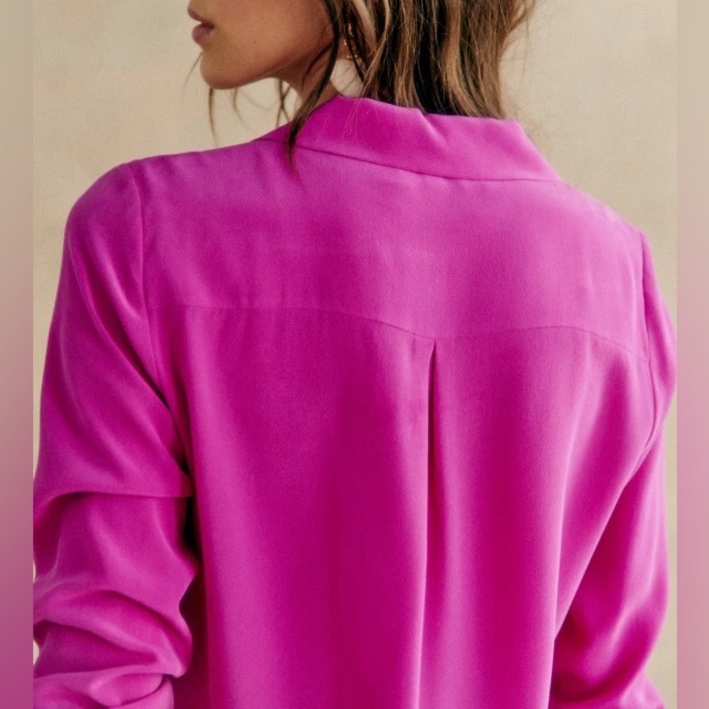 Sézane Florence Silk Shirt in Fuchsia, size 38 - Picture 5 of 5